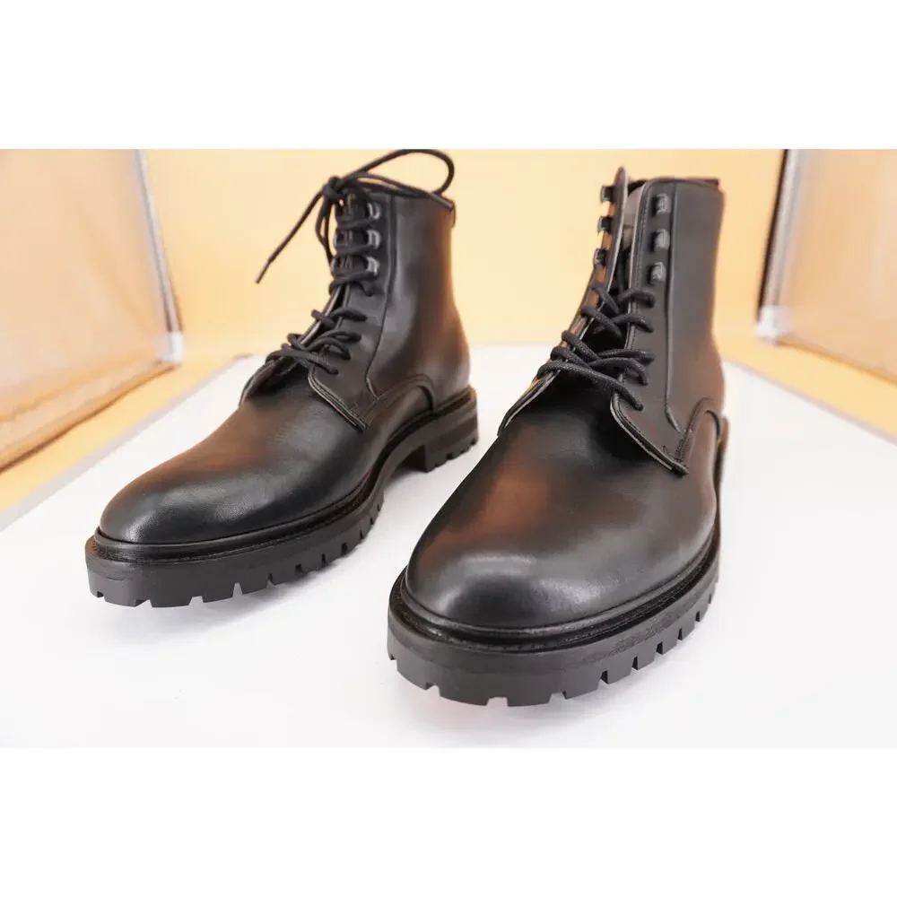 ALLSAINTS Laker Bobcat Black Leather Ankle Army Boots SZ 8 New $299 Mens Lace Up